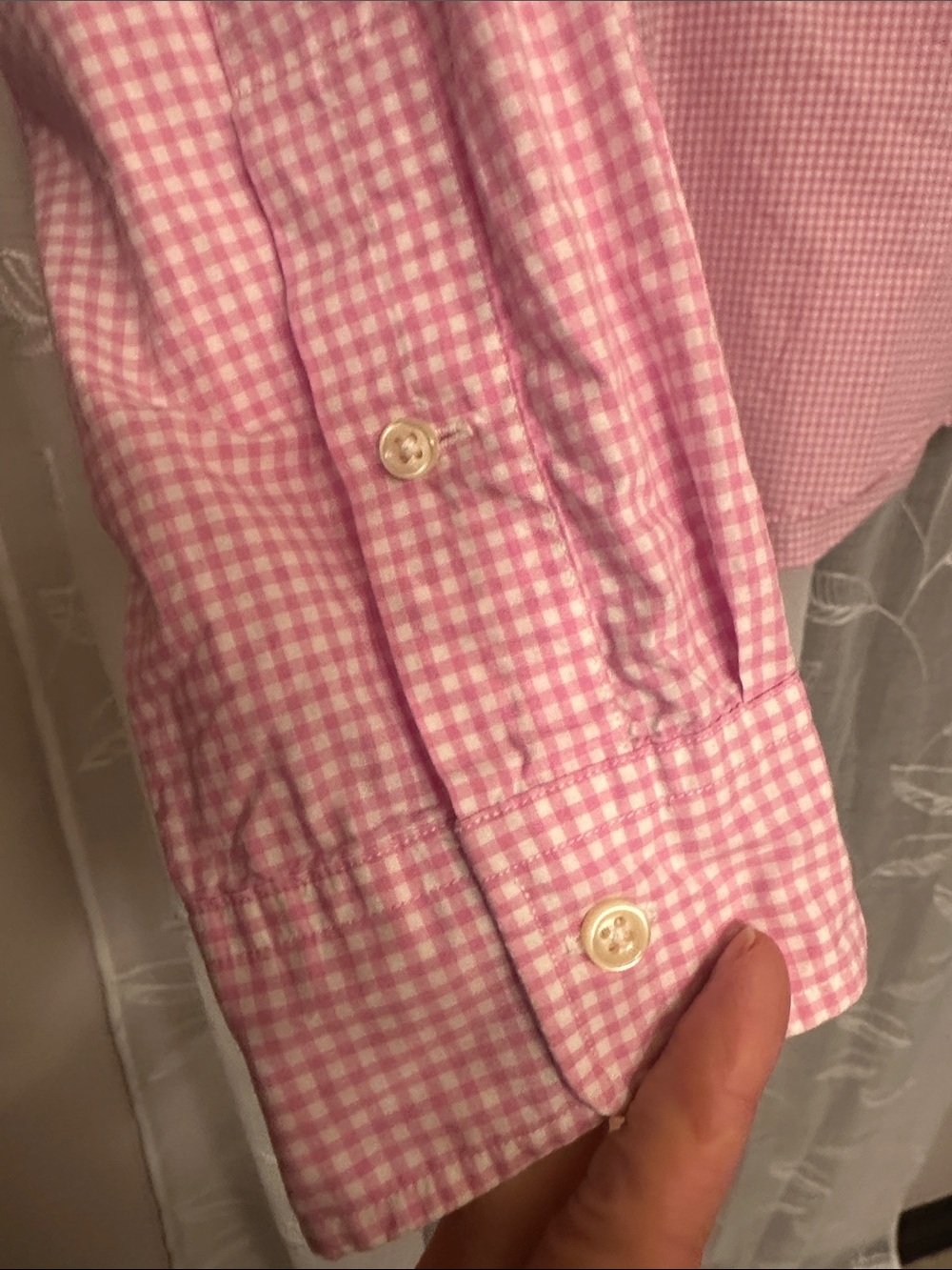 Ralph Lauren Pink Gingham Button-Down Shirt with Green Polo Logo - Picture 3 of 4